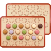 4pcs Silicone Baking Mat For Macarons, Reusable Non-Stick Macaron Baking Sheet Liner With 30 Circles Template, Resistant Bake Mat For Cookies, Pastry, Bread Making, Dishwasher - View 1