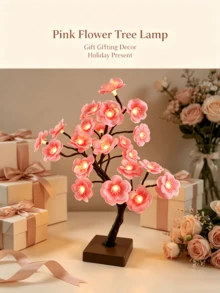 1PC 24 LED Plum Blossom Tree Light, Artificial Flower Lamp, USB & 3 AA Battery Dual Power Supply, Super Bright Warm White Atmosphere Light, Bedroom Desktop Night Light, Proposal Party Decoration Ornament - Yellow - View 5