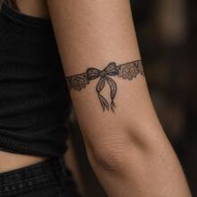 1pc Waterproof Anti-Rub PVC Realistic Tattoo Sticker, Bowknot Pattern, Suitable For Daily Wear - Grey - View 4