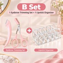 1 Set Mini, Bahan Stainless Steel, Dilengkapi Sisir, Alat Rias, dan Gunting Kecil, Gunting Pemangkas Alis dengan Sisir - A - View 15