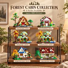 400+PCS Forest Cabin Building Block Set, 6 Styles Available, Mini Woodland House Model, Adult Collectible Desktop Display Decor, Each Style Sold Separately - Forest Cabin - View 1