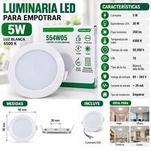 5W Recessed LED Light White 6500K – High Brightness Round LED Panel - White Red Light - View 2