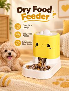 2-In-1 Automatic Pet Feeder And Water Dispenser Set, Independent Combination Design, Gravity-Fed Cat Food Feeder, Large Capacity Dog Food Water Station, Cute Cartoon Design Suitable For Kittens, Puppies And Small Pets - Large Capacity - View 7