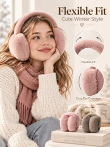Women's Foldable Winter Ear Muffs, Cute Full Ear Coverage Warm Ear Muffs, Compact Foldable Design, Comfortable Ear Muffs, Suitable For Students, Campus, Commuting, Travel, Outdoor Walking, Daily Winter Wear, Cold Weather Accessories, Street Style, Creative Gift - Multicolor - View 6