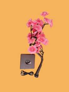 1PC 24 LED Plum Blossom Tree Light, Artificial Flower Lamp, USB & 3 AA Battery Dual Power Supply, Super Bright Warm White Atmosphere Light, Bedroom Desktop Night Light, Proposal Party Decoration Ornament - Yellow - View 11