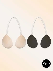 1pc/2pcs Spaghetti Strap Invisible Bra, Black And Khaki, Seamless Comfortable Cup Bra With Adjustable Straps, Suitable For Strapless Outfits, Backless Looks, Party And Daily Wear - Multi-color - View 7