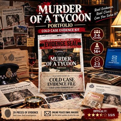 Mysterious Criminal Unsolved Mystery Board Game – Cold Case File Investigation – Detective Clues & Evidence – Solve The Crime – Suitable For Solo, Date Night & Party Groups – Millionaire Case