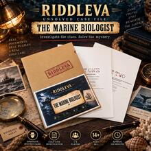 RIDDLEVA 海洋生物學家未解案件偵探推理桌上遊戲 沉浸式冷案線索調查派對遊戲 1-6 人互動桌面遊戲 萬聖節派對 聖誕新年假期聚會 生日禮物 - 駝色 - 查看 3