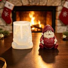 1pc Christmas Santa Claus Holding Apple Shaped Silicone Mold, Aromatherapy Candle Mold, Suitable For Desktop Creative Plaster Decor, Holiday Gift - S344 Santa Claus Holding Apple Mold - View 6