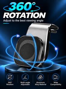 1PC Strong Magnetic Car Air Vent Phone Holder, 360° Rotation Stable And Anti-Shake One-Handed Operation, Easy Installation Car Specific Compatible With Iphone Android Phones, Must-Have, Car Phone Mount, Air Vent Holder, Road Trip, Father's Day, Memorial Day - F20 - View 6