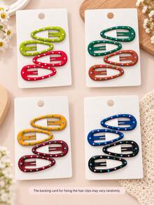 4PCS Cute Colorful Polka Dot Hollow Waterdrop Snap Hair Clips For Women, Dopamine Side Bangs Hairpins For Daily Styling - Multicolor - View 6