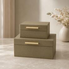 1 Set Jewelry Box Made Of Imitation Leather With Stitching, Large Capacity Jewelry Box, Room Decor Box, Modern Home Jewelry Storage Box,Elegant Faux Leather Storage Boxes, Modern Jewelry Organizer Case With Gold Clasp For Vanity & Home Decor - Olive Green - View 1