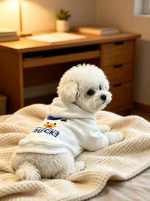 Cartoon Duck Letter Print Pet Hoodie White Casual Sweatshirt For Small Medium Dogs Cats Bichon Teddy Schnauzer Puppy Outfit - Multicolor - View 3
