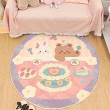 1pc Pink & Purple Bear & Rabbit Decorative Floor Mat, Rug, Carpet, Living Room Carpet, Bedroom Carpet, Universal Carpet - Multicolor - View 4
