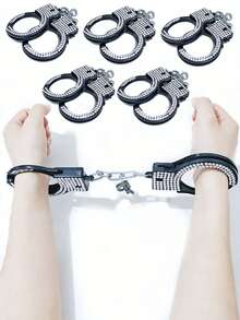 Plastic Handcuffs, Cosplay Costume Prop, Role Play Stage Performance Game Accessory, Portable Novelty Holiday Party Small Gift, Halloween Costume Prop, Fun Gift For Friends (Product May Have Slight Surface Imperfections During Production, But It Does Not Affect Normal Use) - Multicolor - View 2