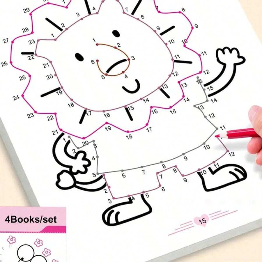 4本入 魔幻線條迷宮活動書－專注力與協調力訓練練習簿，彩色迷宮與拼圖，平裝本，教育遊戲｜互動學習｜平裝書 - 連線本 - 查看 1