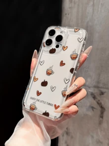 Autumn Heart Coffee Pumpkin Shockproof Soft Phone Case Compatible With Apple 18 Pro Max/17 Pro Max/16 Pro Max/15 Plus/14/13/12/11/XR/XS/7P And Other Models, Holiday Gift For Men And Women - Clear - View 2