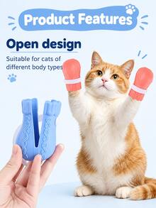 4pcs Cat Paw Protective Shoes, Adjustable Hook And Loop Pet Boots, Anti-Licking And Biting Cat Protective Shoe Covers, Indoor Home Use - Multicolor - View 1