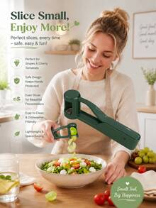 Grape Tomato Slicer, 4-Blade Fruit Cutter, Easy Kitchen Tool, Suitable For Salads And Snacks, Manual Operation And Easy To Clean, Compact Plastic Tool - Multicolor - View 4