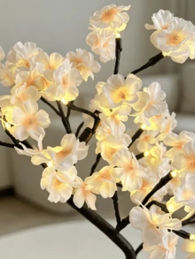 1PC 24-Light Cherry Blossom Atmosphere Flower Lamp, USB & 3 AA Battery Dual Power Supply, Super Bright Warm White LED Tree Light, Romantic Decoration Lamp For B&B, Bedroom, Desktop - Warm white light - View 9