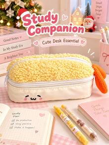 1pc Adorable Fried Shrimp Tempura Plush Pencil Case-A Fun, Dual-Zippered Case Shaped Like A Fried Shrimp, Offering High-Capacity Stationery Storage. - Multiple Styles - View 6