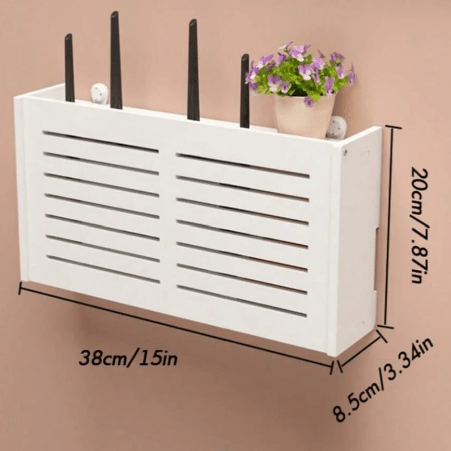 Wireless WiFi Router Storage Box, Large Capacity Multi-Layer Storage Box, Wall-Mounted Router Cable Box, Shelf Storage Organizer Box, Wall-Mounted Router Cable Box, Shelf Storage Organizer Box, Phone Holder, Desktop Phone Holder Box - Multicolor - View 1