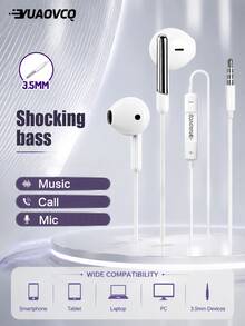 Headphone In-Ear Berkabel YUAOVCQ, Driver Dinamis Besar, Antarmuka 3.5mm atau Type-C, Headphone Berkabel 1.2m Kompatibel dengan Smartphone, Komputer, Konsol Game. - View 3