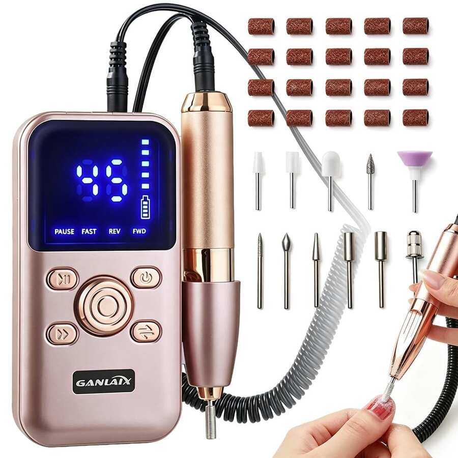 USB Rechargeable Electric Nail File Set - Multi-Speed Adjustable, Portable Nail Polisher And Foot Care Tool, Includes Nail File And Dead Skin Remover, Suitable For Home Manicure Salon, Professional Nail And Foot Shaping Tool, Professional Nail Drill, Battery Capacity: 1800mAh - A - View 1