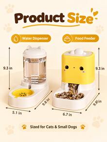 2-In-1 Automatic Pet Feeder And Water Dispenser Set, Independent Combination Design, Gravity-Fed Cat Food Feeder, Large Capacity Dog Food Water Station, Cute Cartoon Design Suitable For Kittens, Puppies And Small Pets - Large Capacity - View 5