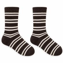 1 Pair Striped Winter Mid-Calf Socks, Thick & Comfortable Knitted Socks With Ribbed Cuff, Neutral Color, Suitable For Daily Wear - Multicolor - View 8