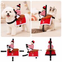 1pc Funny Pet Horse Rider Costume, Dog Cat Funny Transformation Outfit, Adjustable Strap Role Play Pet Clothing, Suitable For Halloween, Birthday Party, Cosplay And Photo Shoot - Multicolor - View 5