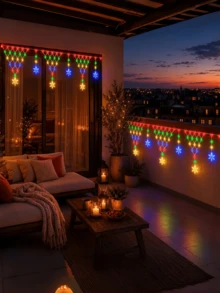1pc Triangle Fishnet Star Curtain Light, Ambient Lighting, Button Dimmable, Suitable For Outdoor, Villa, Eaves, Porch, Window, Home Room And Holiday Night Decoration - M25-triangle Fishing Net Curtain Lights - View 10