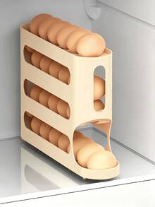 Minimalist 4-Tier Egg Storage Box PP Plastic Automatic Rolling Egg Dispenser Rack Large Capacity Slide Rail Design Suitable For Refrigerator Kitchen Home Daily Food Organization - Multicolor - View 15