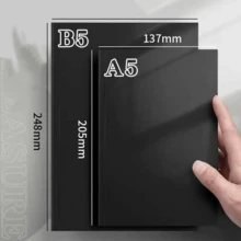 1pc Premium Black Cardstock Notebook - 256 Pages, Square Blank Drawing Pad, Suitable For Office And Students - A - View 7