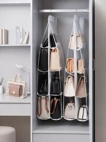 1/2pcs 1/6/8 Slot Space Saving Hanging Bag Organizer Rack, Multi-Layer Handbag Wallet Storage Rack, Wallet Organizer, Bag Organizer, Travel, Portable - White - View 9