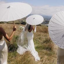 Multi-Piece Set, Various Sizes, Handmade Traditional Bridal Parasols, Halloween, Wedding Decor Accessories, Elegant Photography Props And Party Supplies. - White - View 2