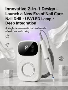Multifunctional 2-In-1 USB Rechargeable Electric Nail File & Nail Lamp - Adjustable Speed, Portable Nail Polisher & Foot Care Tool, Includes Nail File, Suitable For Home Manicure Salon, Professional Manicure Pedicure Shaping Tool, Professional Nail Drill - A - View 2