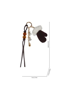 New Women's Plush Mini Glove Pendant, Vintage Amber Bead Woven Hanging Rope With Pearl Bell Chain Accessory, Exquisite And Compact With Atmospheric Vibe, Suitable As Bag Charm, Personalized Decoration, Daily Outfit Matching, Gift Or Personal Use, Versatile For Multiple Occasions - Multicolor - View 11