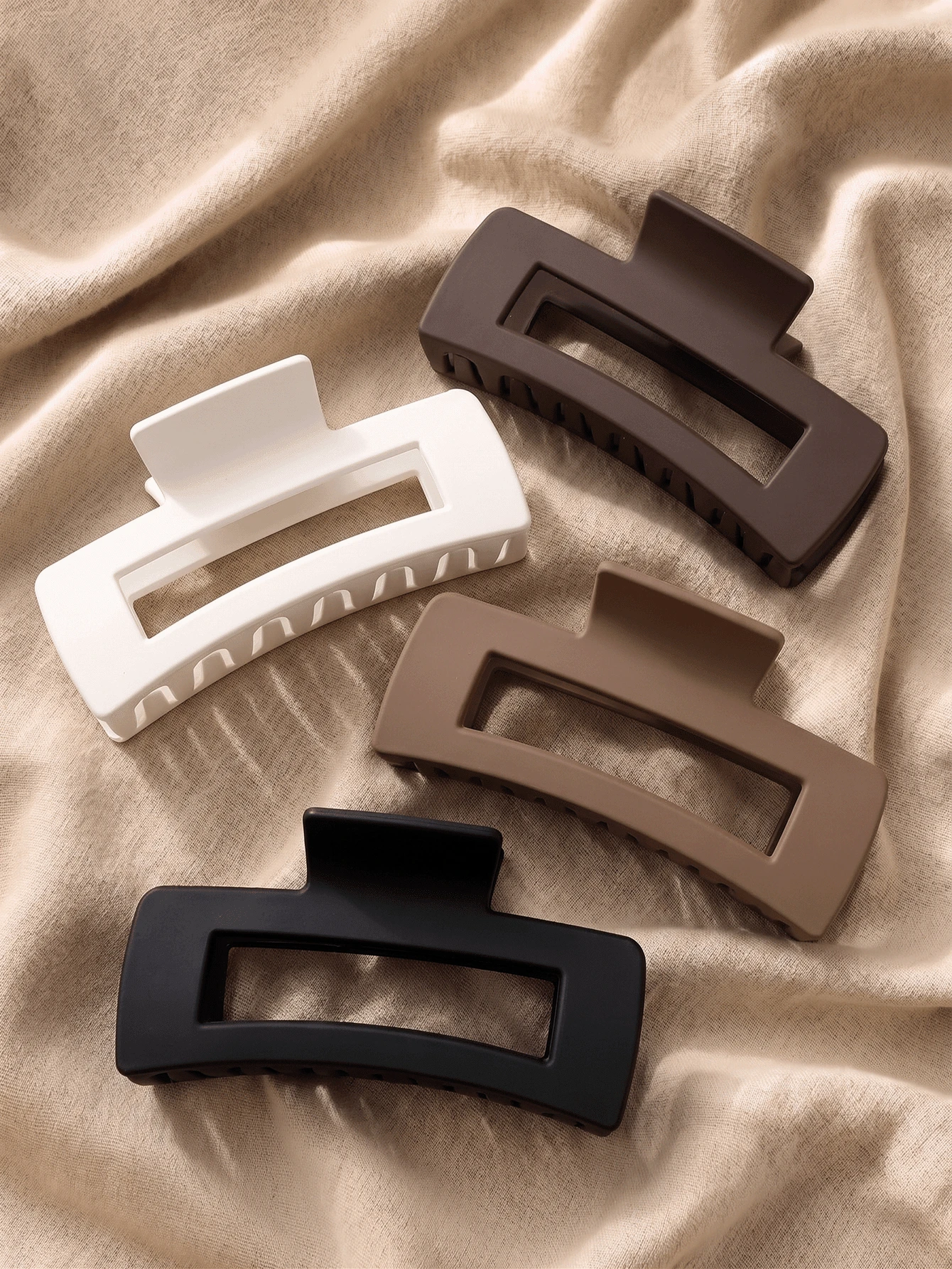 1/4 Pcs Large Hair Claw Clips For Women,Matte Rectangle Hair Clips,Strong Hold Nonslip Big Jaw Clips,Neutral Hair Accessories For Girls Fall Style Y2k - Multicolor - View 1