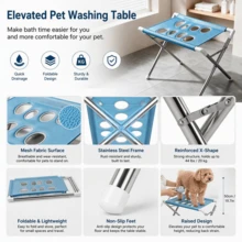 1pc Foldable Pet Bathing Stand (60*40*33cm), Portable Elevated Pet Bathing Rack With Breathable Mesh Surface, Suitable For Dog And Cat Bathing, Blow Drying And Grooming, Suitable For Large, Medium And Small Dogs And Cats, Stable Fixed Pet Bathing Accessory - 60*40*33cm - View 5