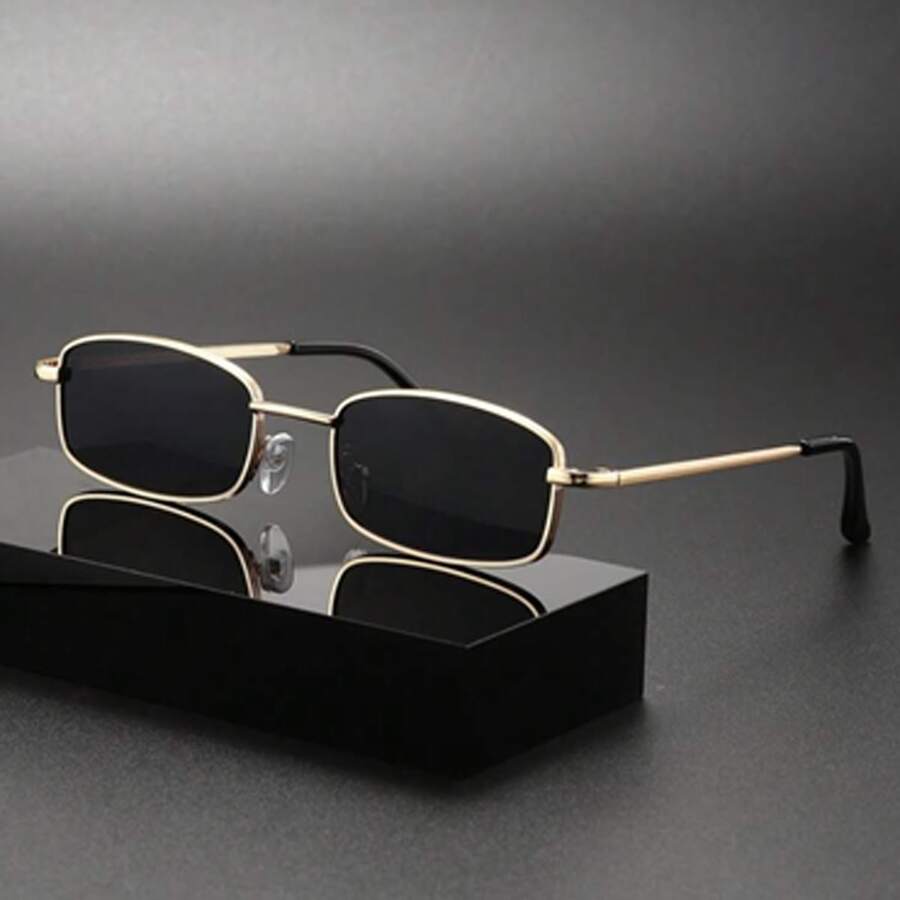 1PC Retro Men's Fashion Glasses For Daily Wear Travel Vacation Business Versatile - Gold All Gray - View 1