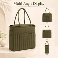 1pc Personalized Name Embroidered Knitting Tool Storage Bag, Large Capacity Yarn Storage Bag, Crochet & Knitting Needle Tool Organizer Bag, Multi-Functional Handmade DIY Knitting Bag, Canvas Portable Craft Supplies Storage Box With Partitioned Pocket Design, Suitable For Knitting Enthusiasts, Handmade Crafts, Birthday Gifts, Holiday Gifts - Multicolor - View 5