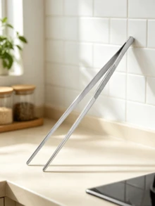 Kitchen Tongs For Home Use, 30 Cm, Versatile Grilling And Cooking Tongs – An Essential Kitchen Utensil For Home Cooks And Professionals When Grilling And Preparing Steaks - Silver - View 1