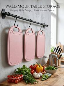 1pc/2pcs Plastic Cutting Board, 2 Colors Available, Double-Sided Use, Separate Raw And Cooked Food To Avoid Cross-Contamination, Non-Slip Design, No Slipping When Cutting, Hanging Hole Design, Lightweight And Space-Saving, Suitable For Kitchen Prep And Outdoor Camping, Essential Kitchen Accessory. - View 6