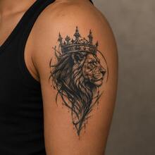 1pc Waterproof Anti-Rub PVC Realistic Lion Tattoo Sticker, Suitable For Daily Use - Grey - View 4