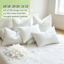 CLSUPER 18x18" 20x20" 21x21" 14x21" White Down Goose Down Pillow Insert, 100% Pure Cotton Fabric, Fluffy And Full Cushion Core, Washable, Quick Rebound, Breathable, Good Support, Suitable For Bed, Sofa, Armchair Home Decor Throw Pillow - White - View 6