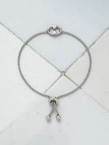 1Pc 3mm Stainless Steel Box Chain Bracelet With Elephant Cross Flower Bike Geometric Charm Minimalist Men Jewelry Gift - Silver - View 11