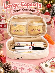 1pc Adorable Fried Shrimp Tempura Plush Pencil Case-A Fun, Dual-Zippered Case Shaped Like A Fried Shrimp, Offering High-Capacity Stationery Storage. - Multiple Styles - View 4
