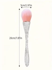2pcs Luxury Rhinestone Makeup Brushes, Selected Fine Nylon Bristles, Smooth Application For Perfect Powder Makeup Effect, Gentle On Skin, Suitable For All Skin Types, Great For Daily Makeup And Touch-Ups, Exquisite Appearance Combining Aesthetics And Practicality - Multicolor - View 5