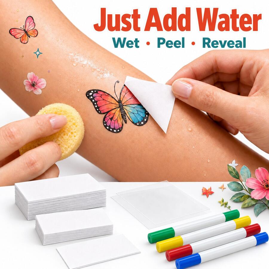 Mini Color DIY Tattoo Transfer Paper 50x70mm Precise Transfer Thermal Water Film Transfer Paper With Color Pen For Mini Thermal Printer